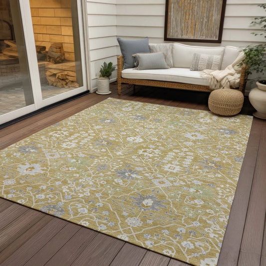 Elara Gold Washable Indoor-Outdoor Rug-Outdoor Rugs-LOOMLAN Rugs-LOOMLAN