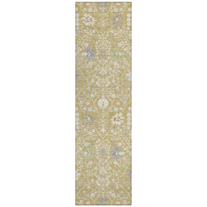 Elara Gold Washable Indoor-Outdoor Rug-Outdoor Rugs-LOOMLAN Rugs-2'3" x 7'6"-LOOMLAN