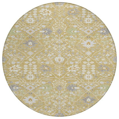 Elara Gold Washable Indoor-Outdoor Rug-Outdoor Rugs-LOOMLAN Rugs-8' x 8'-LOOMLAN