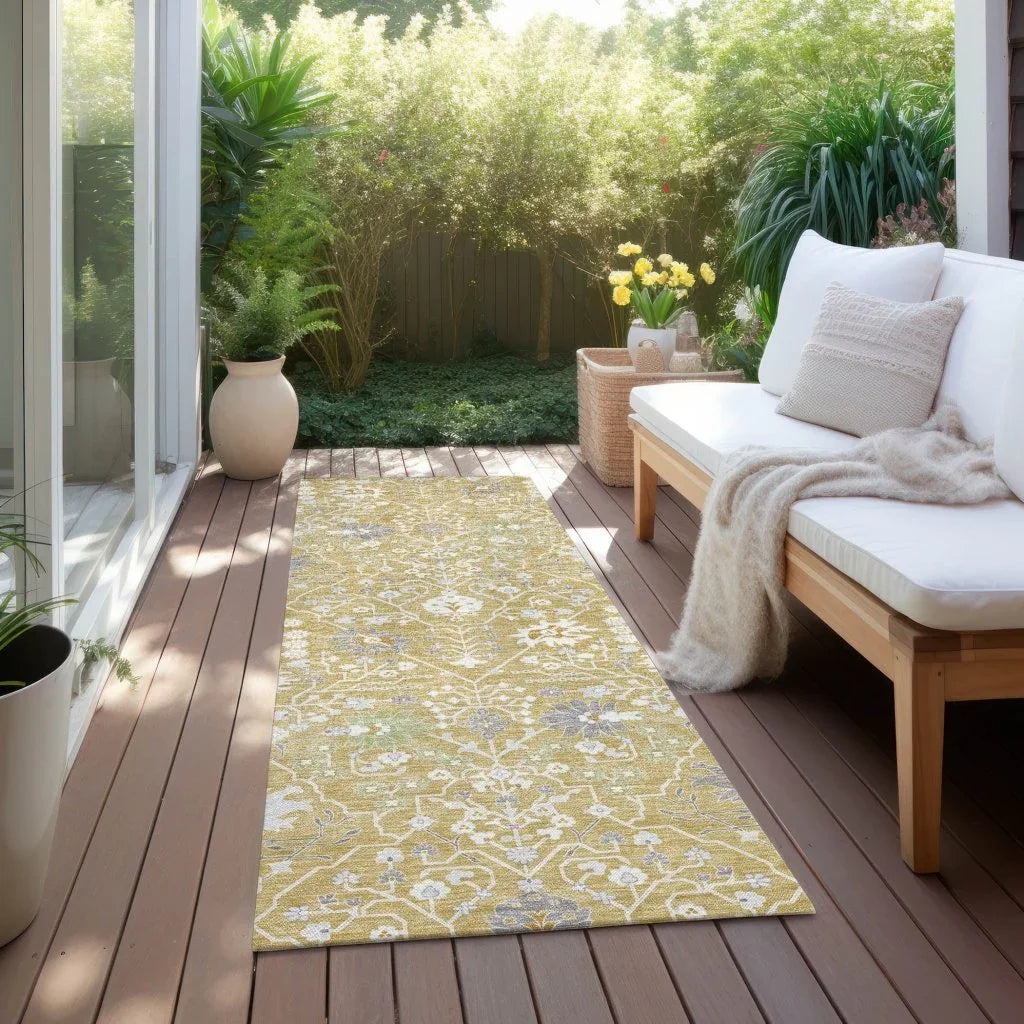 Elara Gold Washable Indoor-Outdoor Rug-Outdoor Rugs-LOOMLAN Rugs-LOOMLAN