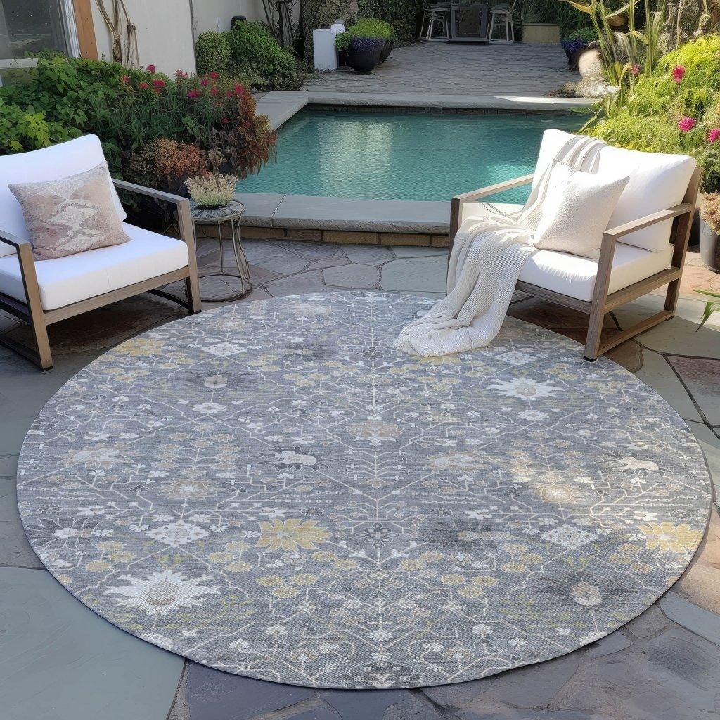 Elara Gray Washable Indoor-Outdoor Rug-Outdoor Rugs-LOOMLAN Rugs-LOOMLAN