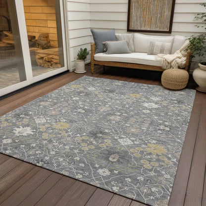 Elara Gray Washable Indoor-Outdoor Rug-Outdoor Rugs-LOOMLAN Rugs-LOOMLAN