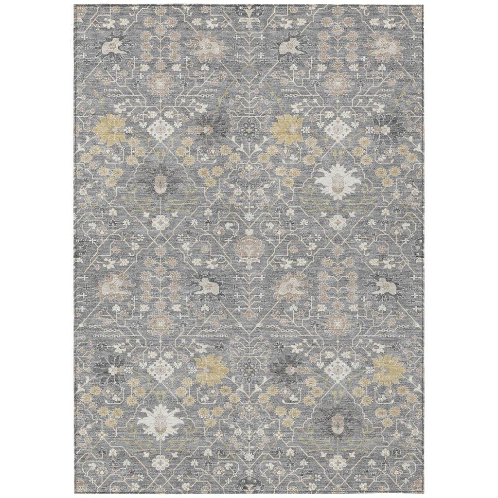 Elara Gray Washable Indoor-Outdoor Rug-Outdoor Rugs-LOOMLAN Rugs-2'6" x 3'10"-LOOMLAN