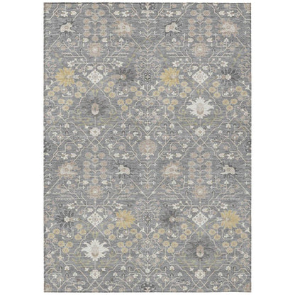 Elara Gray Washable Indoor-Outdoor Rug-Outdoor Rugs-LOOMLAN Rugs-2'6" x 3'10"-LOOMLAN