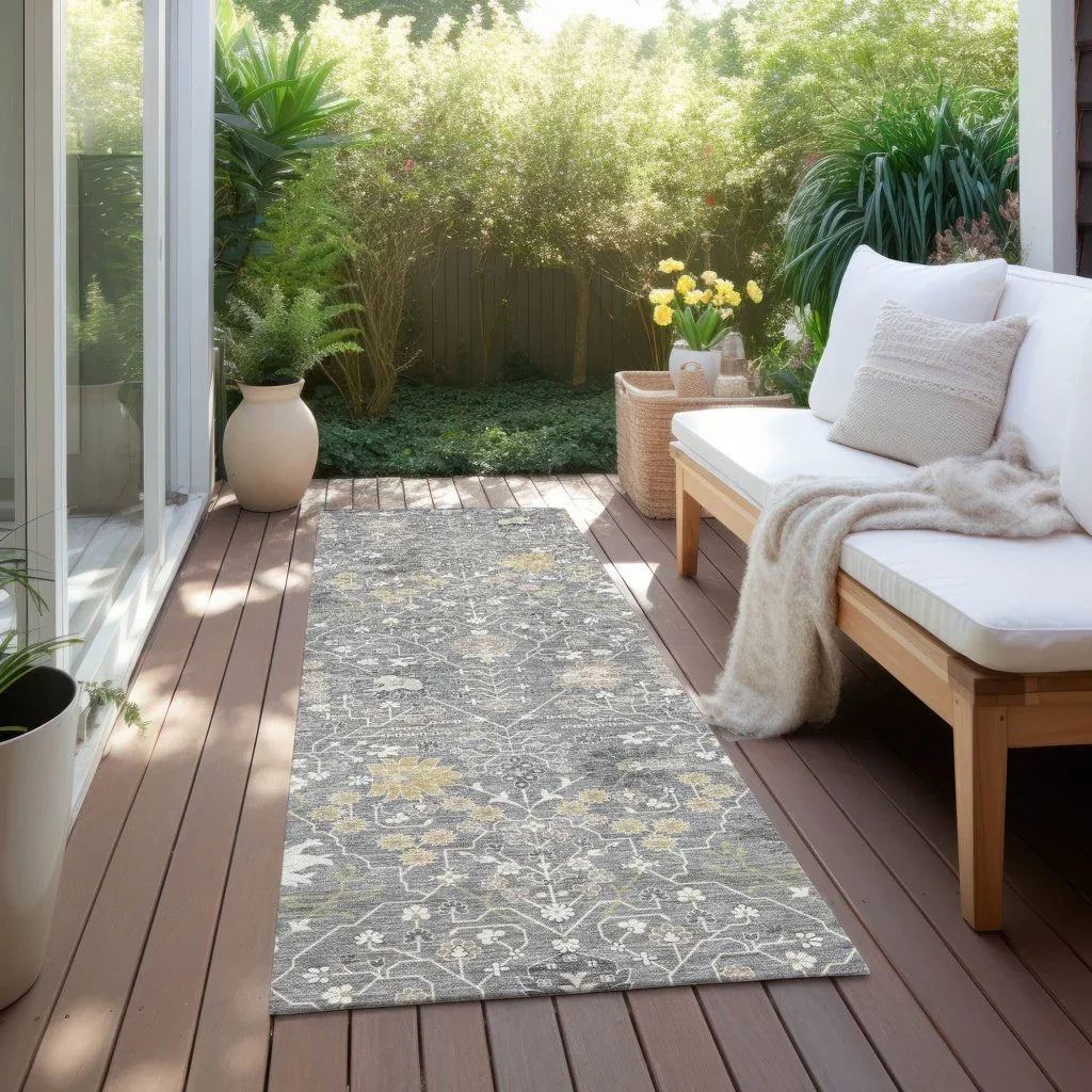 Elara Gray Washable Indoor-Outdoor Rug-Outdoor Rugs-LOOMLAN Rugs-LOOMLAN