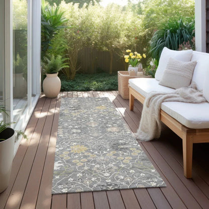 Elara Gray Washable Indoor-Outdoor Rug-Outdoor Rugs-LOOMLAN Rugs-LOOMLAN