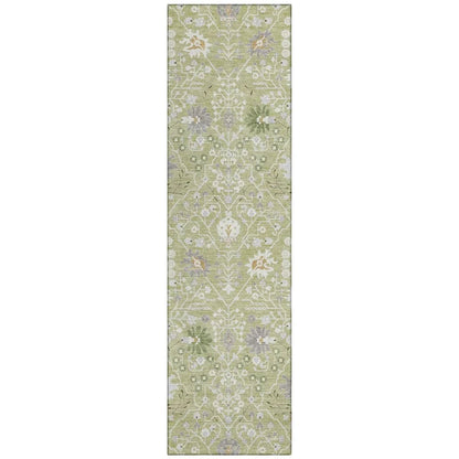 Elara Green Washable Indoor-Outdoor Rug-Outdoor Rugs-LOOMLAN Rugs-2'3" x 7'6"-LOOMLAN