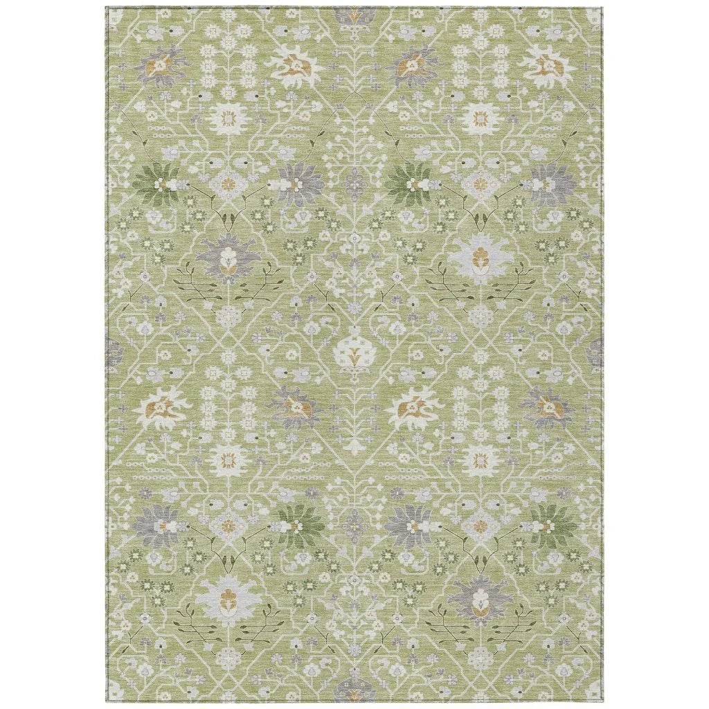 Elara Green Washable Indoor-Outdoor Rug-Outdoor Rugs-LOOMLAN Rugs-2'6" x 3'10"-LOOMLAN