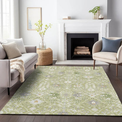 Elara Green Washable Indoor-Outdoor Rug-Outdoor Rugs-LOOMLAN Rugs-LOOMLAN