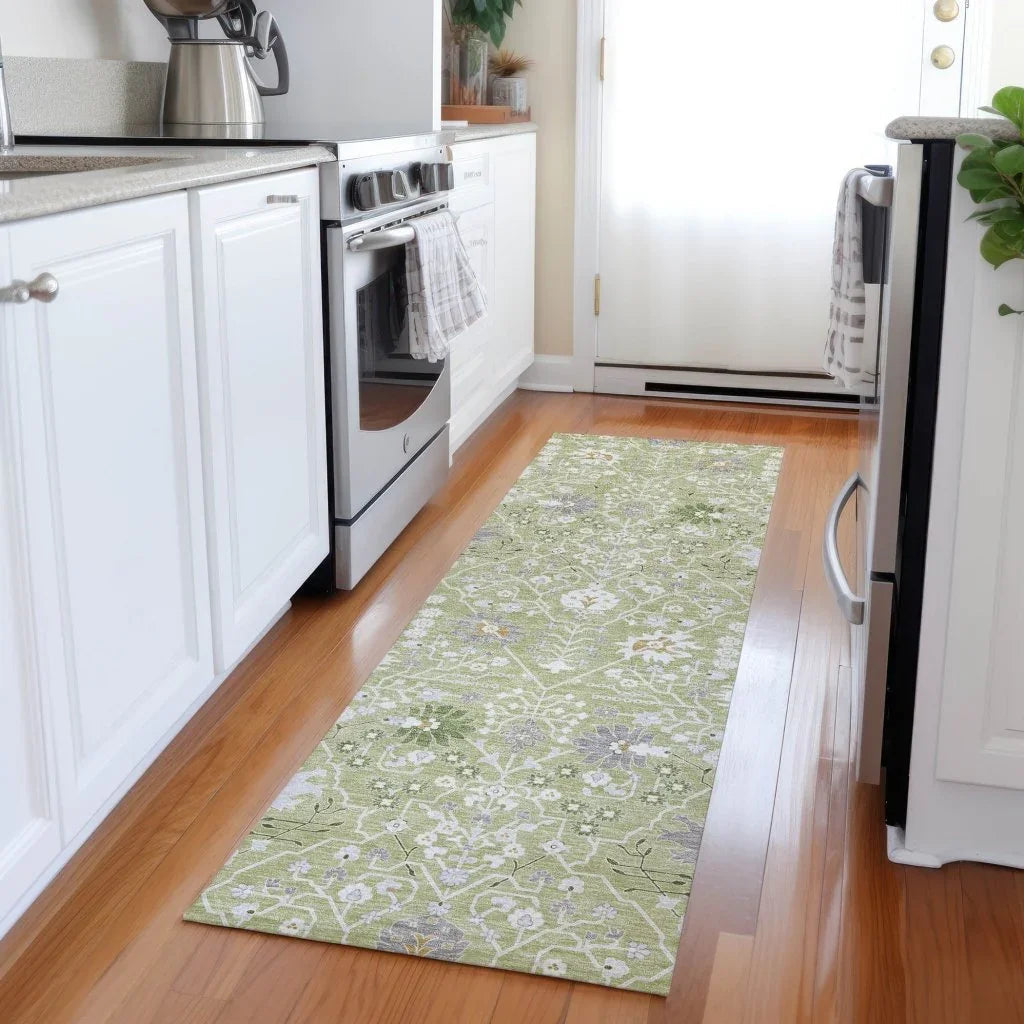 Elara Green Washable Indoor-Outdoor Rug-Outdoor Rugs-LOOMLAN Rugs-LOOMLAN