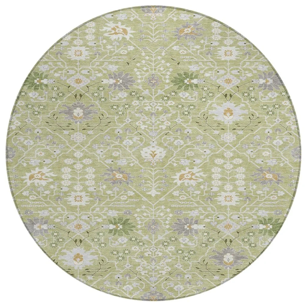 Elara Green Washable Indoor-Outdoor Rug-Outdoor Rugs-LOOMLAN Rugs-8' x 8'-LOOMLAN