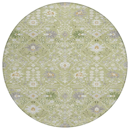 Elara Green Washable Indoor-Outdoor Rug-Outdoor Rugs-LOOMLAN Rugs-8' x 8'-LOOMLAN