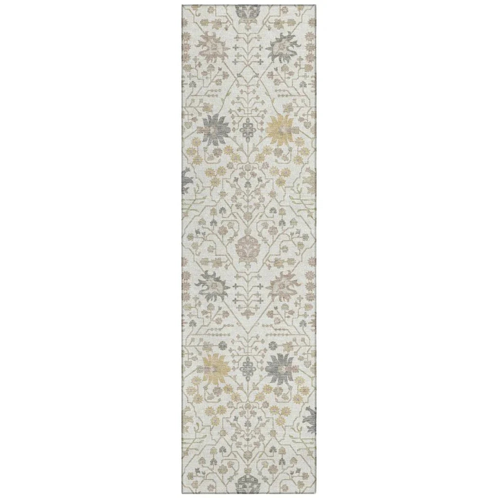Elara Ivory Washable Indoor-Outdoor Rug-Outdoor Rugs-LOOMLAN Rugs-2'3" x 7'6"-LOOMLAN