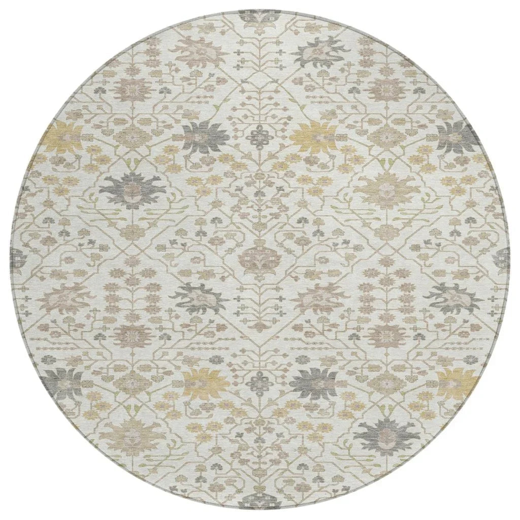 Elara Ivory Washable Indoor-Outdoor Rug-Outdoor Rugs-LOOMLAN Rugs-8' x 8'-LOOMLAN