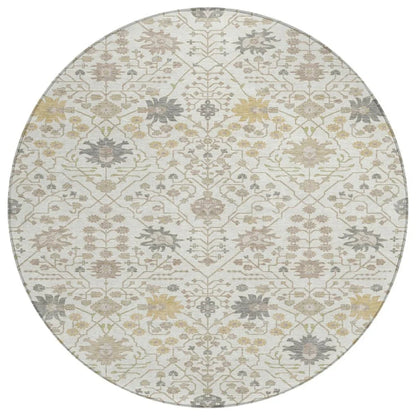Elara Ivory Washable Indoor-Outdoor Rug-Outdoor Rugs-LOOMLAN Rugs-8' x 8'-LOOMLAN