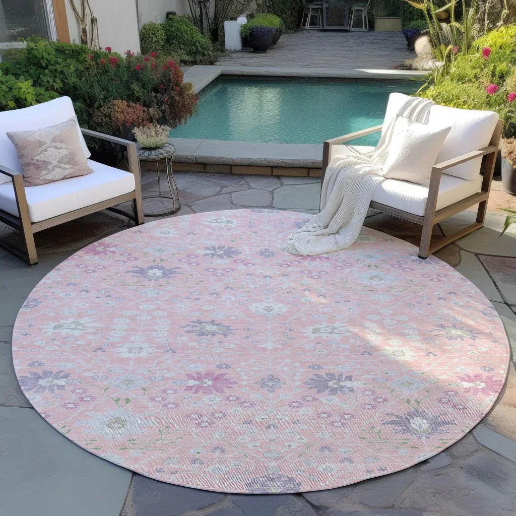 Elara Pink Washable Indoor-Outdoor Rug-Outdoor Rugs-LOOMLAN Rugs-LOOMLAN