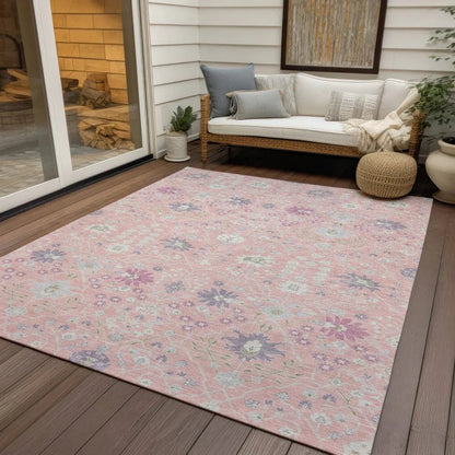 Elara Pink Washable Indoor-Outdoor Rug-Outdoor Rugs-LOOMLAN Rugs-LOOMLAN
