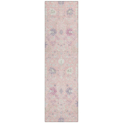 Elara Pink Washable Indoor-Outdoor Rug-Outdoor Rugs-LOOMLAN Rugs-2'3" x 7'6"-LOOMLAN