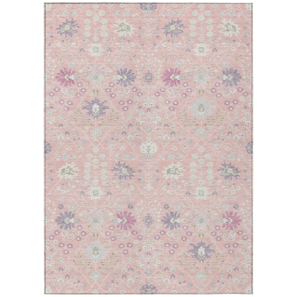 Elara Pink Washable Indoor-Outdoor Rug-Outdoor Rugs-LOOMLAN Rugs-2'6" x 3'10"-LOOMLAN
