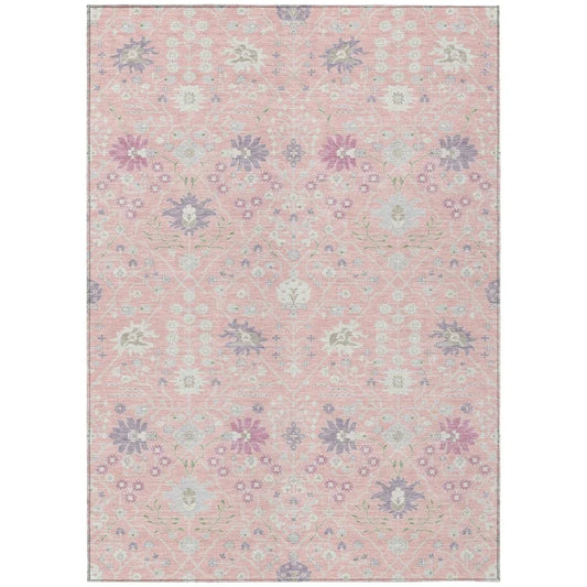 Elara Pink Washable Indoor-Outdoor Rug-Outdoor Rugs-LOOMLAN Rugs-2'6" x 3'10"-LOOMLAN