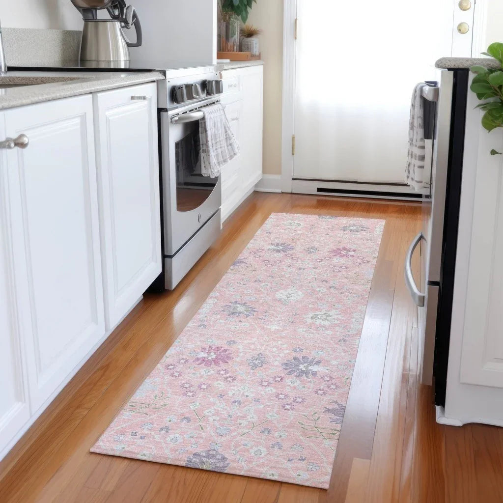 Elara Pink Washable Indoor-Outdoor Rug-Outdoor Rugs-LOOMLAN Rugs-LOOMLAN