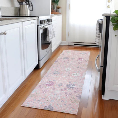 Elara Pink Washable Indoor-Outdoor Rug-Outdoor Rugs-LOOMLAN Rugs-LOOMLAN