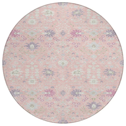 Elara Pink Washable Indoor-Outdoor Rug-Outdoor Rugs-LOOMLAN Rugs-8' x 8'-LOOMLAN