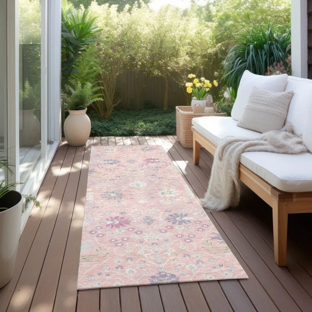 Elara Pink Washable Indoor-Outdoor Rug-Outdoor Rugs-LOOMLAN Rugs-LOOMLAN