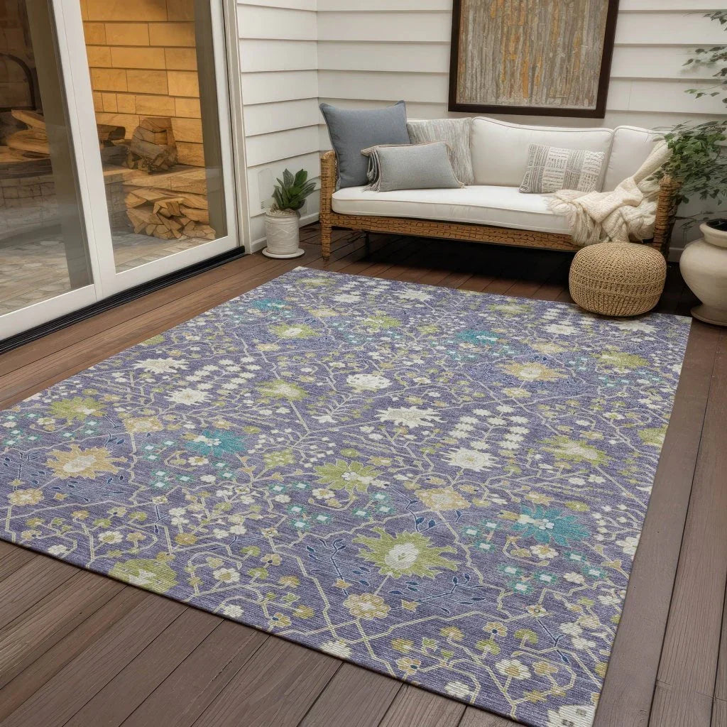 Elara Purple Washable Indoor-Outdoor Rug-Outdoor Rugs-LOOMLAN Rugs-LOOMLAN