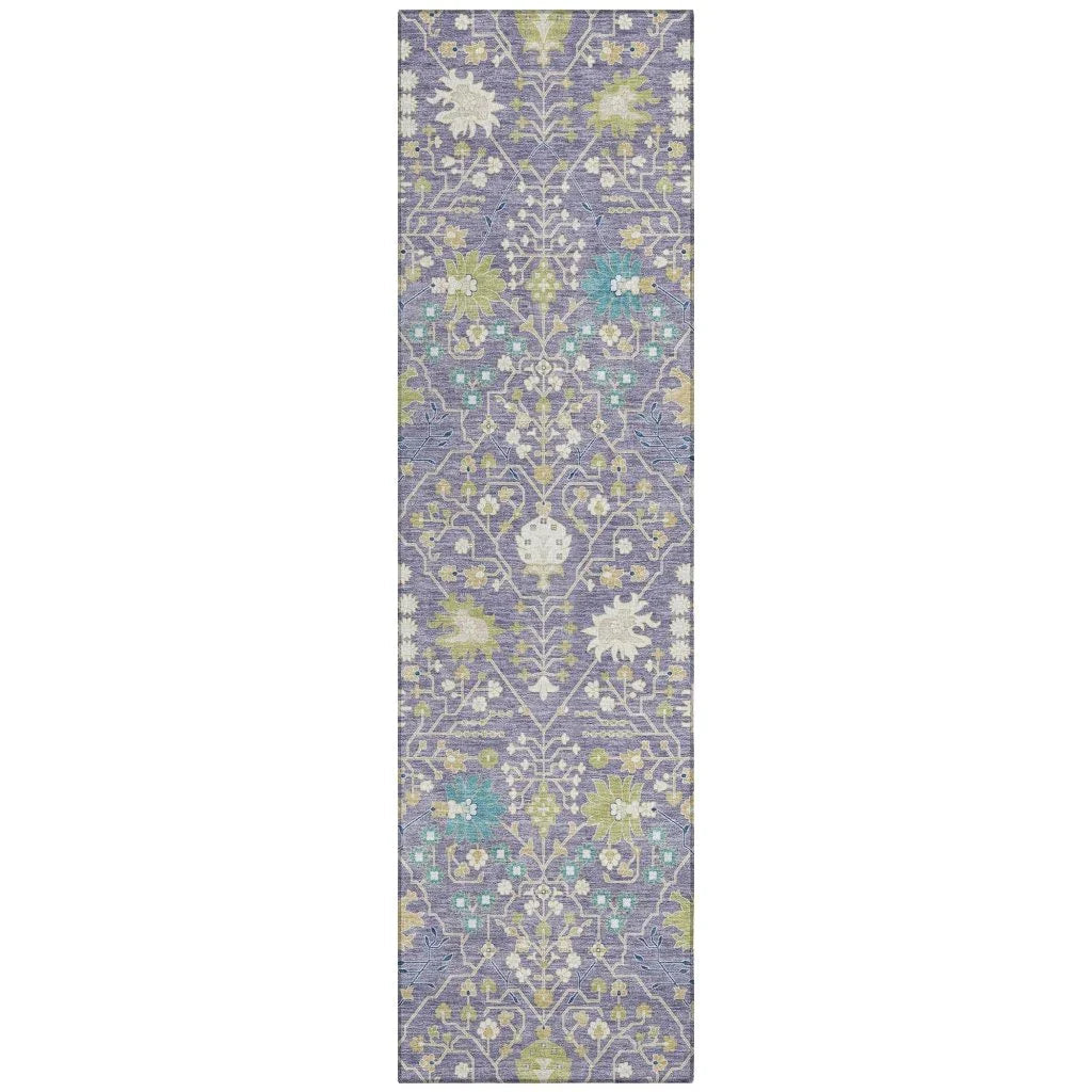 Elara Purple Washable Indoor-Outdoor Rug-Outdoor Rugs-LOOMLAN Rugs-2'3" x 7'6"-LOOMLAN