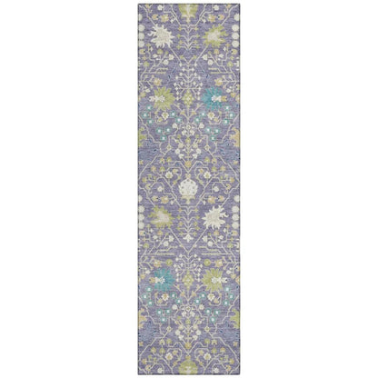 Elara Purple Washable Indoor-Outdoor Rug-Outdoor Rugs-LOOMLAN Rugs-2'3" x 7'6"-LOOMLAN