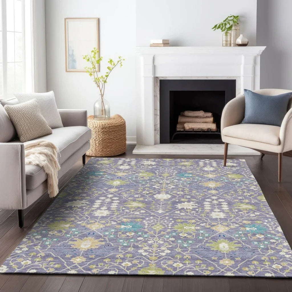 Elara Purple Washable Indoor-Outdoor Rug-Outdoor Rugs-LOOMLAN Rugs-LOOMLAN
