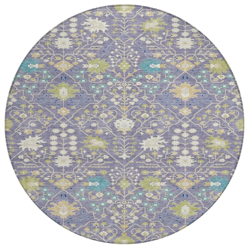 Elara Purple Washable Indoor-Outdoor Rug-Outdoor Rugs-LOOMLAN Rugs-8' x 8'-LOOMLAN