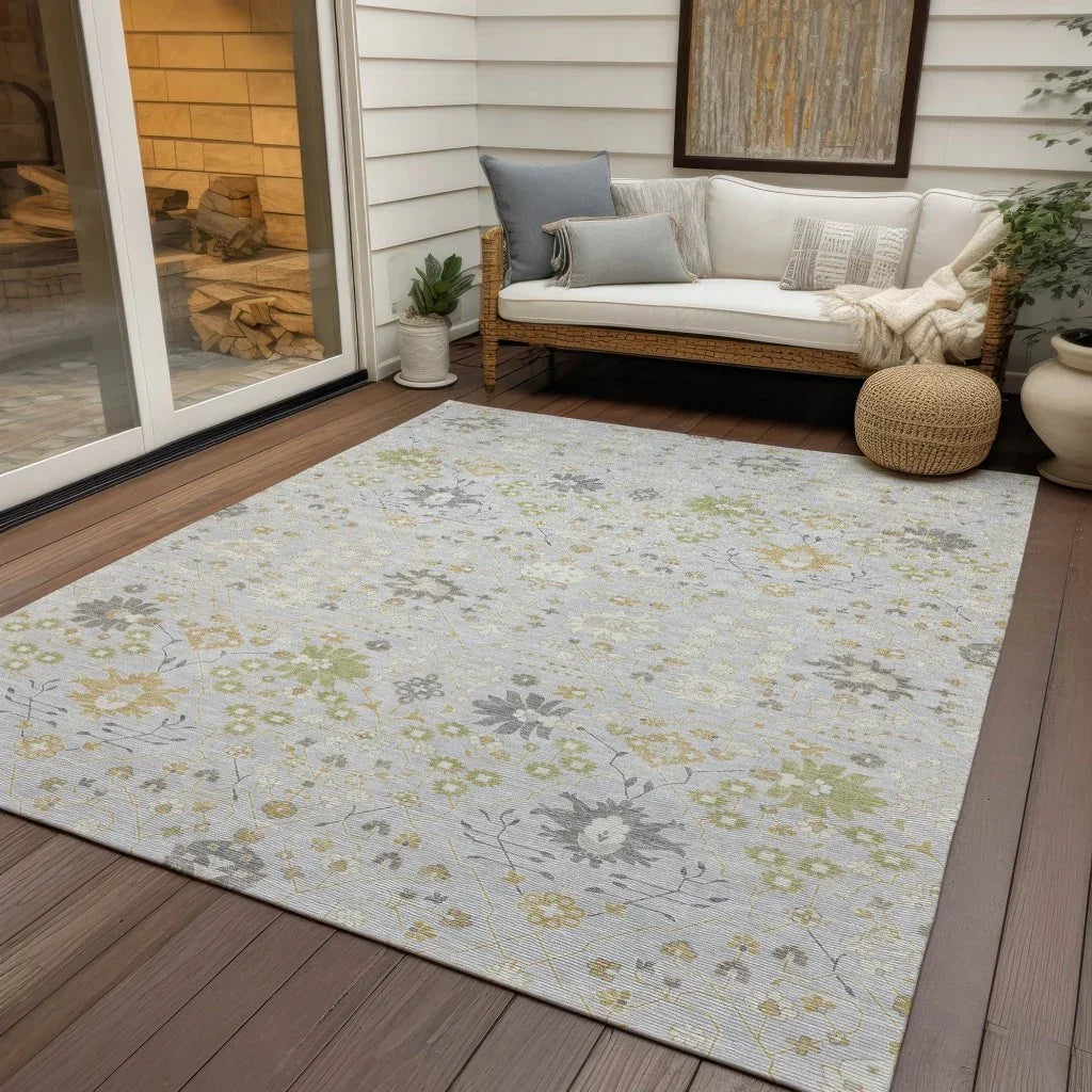 Elara Silver Washable Indoor-Outdoor Rug-Outdoor Rugs-LOOMLAN Rugs-LOOMLAN