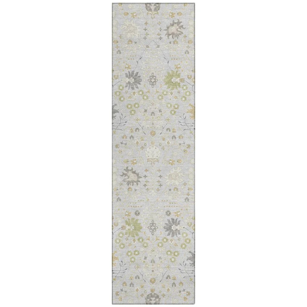 Elara Silver Washable Indoor-Outdoor Rug-Outdoor Rugs-LOOMLAN Rugs-2'3" x 7'6"-LOOMLAN