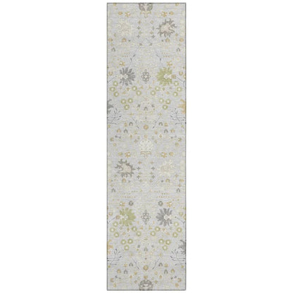 Elara Silver Washable Indoor-Outdoor Rug-Outdoor Rugs-LOOMLAN Rugs-2'3" x 7'6"-LOOMLAN