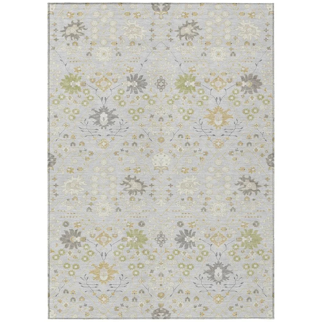 Elara Silver Washable Indoor-Outdoor Rug-Outdoor Rugs-LOOMLAN Rugs-2'6" x 3'10"-LOOMLAN