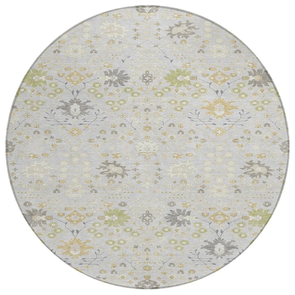 Elara Silver Washable Indoor-Outdoor Rug-Outdoor Rugs-LOOMLAN Rugs-8' x 8'-LOOMLAN