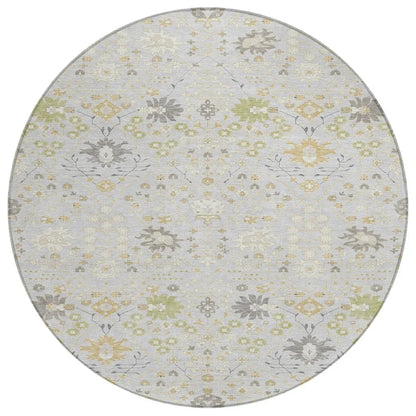 Elara Silver Washable Indoor-Outdoor Rug-Outdoor Rugs-LOOMLAN Rugs-8' x 8'-LOOMLAN