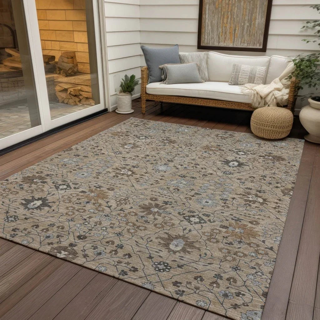 Elara Taupe Washable Indoor-Outdoor Rug-Outdoor Rugs-LOOMLAN Rugs-LOOMLAN