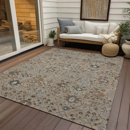Elara Taupe Washable Indoor-Outdoor Rug-Outdoor Rugs-LOOMLAN Rugs-LOOMLAN