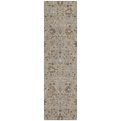 Elara Taupe Washable Indoor-Outdoor Rug-Outdoor Rugs-LOOMLAN Rugs-2'3" x 7'6"-LOOMLAN
