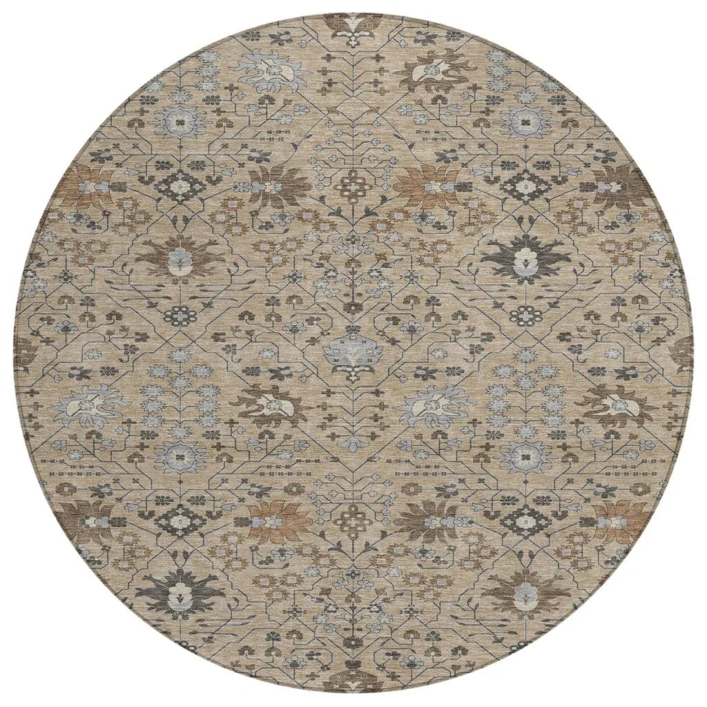 Elara Taupe Washable Indoor-Outdoor Rug-Outdoor Rugs-LOOMLAN Rugs-8' x 8'-LOOMLAN