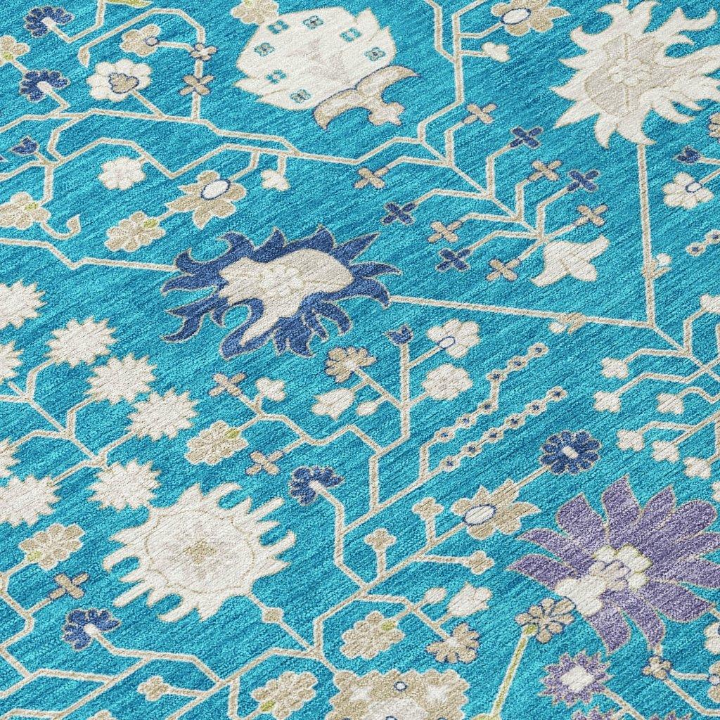 Elara Teal Washable Indoor-Outdoor Rug-Outdoor Rugs-LOOMLAN Rugs-LOOMLAN