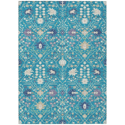 Elara Teal Washable Indoor-Outdoor Rug-Outdoor Rugs-LOOMLAN Rugs-2'6" x 3'10"-LOOMLAN