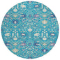 Elara Teal Washable Indoor-Outdoor Rug-Outdoor Rugs-LOOMLAN Rugs-8' x 8'-LOOMLAN