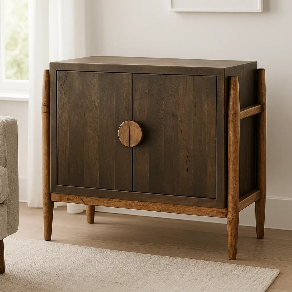 Elaran Wooden Dark Brown Accent Cabinet