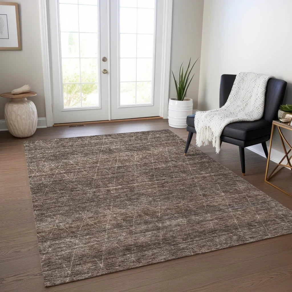 Elaria Brown Washable Indoor - Outdoor Rug - LOOMLAN - LOOMLAN Rugs - Outdoor Rugs