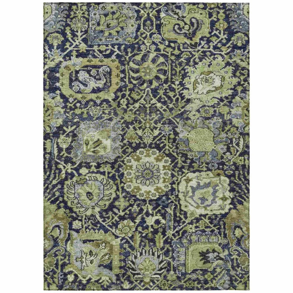 Elarion Green Washable Indoor - Outdoor Rug - LOOMLAN - LOOMLAN Rugs - Outdoor Rugs