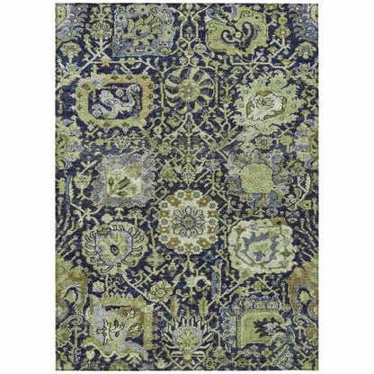Elarion Green Washable Indoor - Outdoor Rug - LOOMLAN - LOOMLAN Rugs - Outdoor Rugs